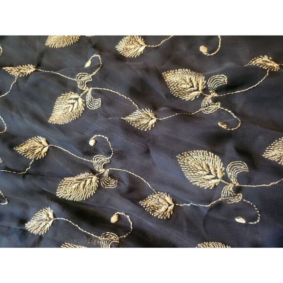 Vintage Express Skirt Women's Large Navy Blue Embroidered Leaves Fairy Witchy - Picture 4 of 7